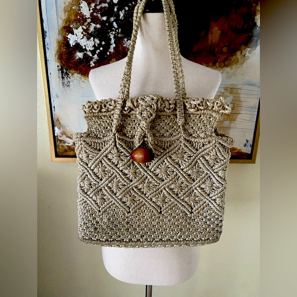 Vintage Hobo Hippie Macramé bag purse handmade ~